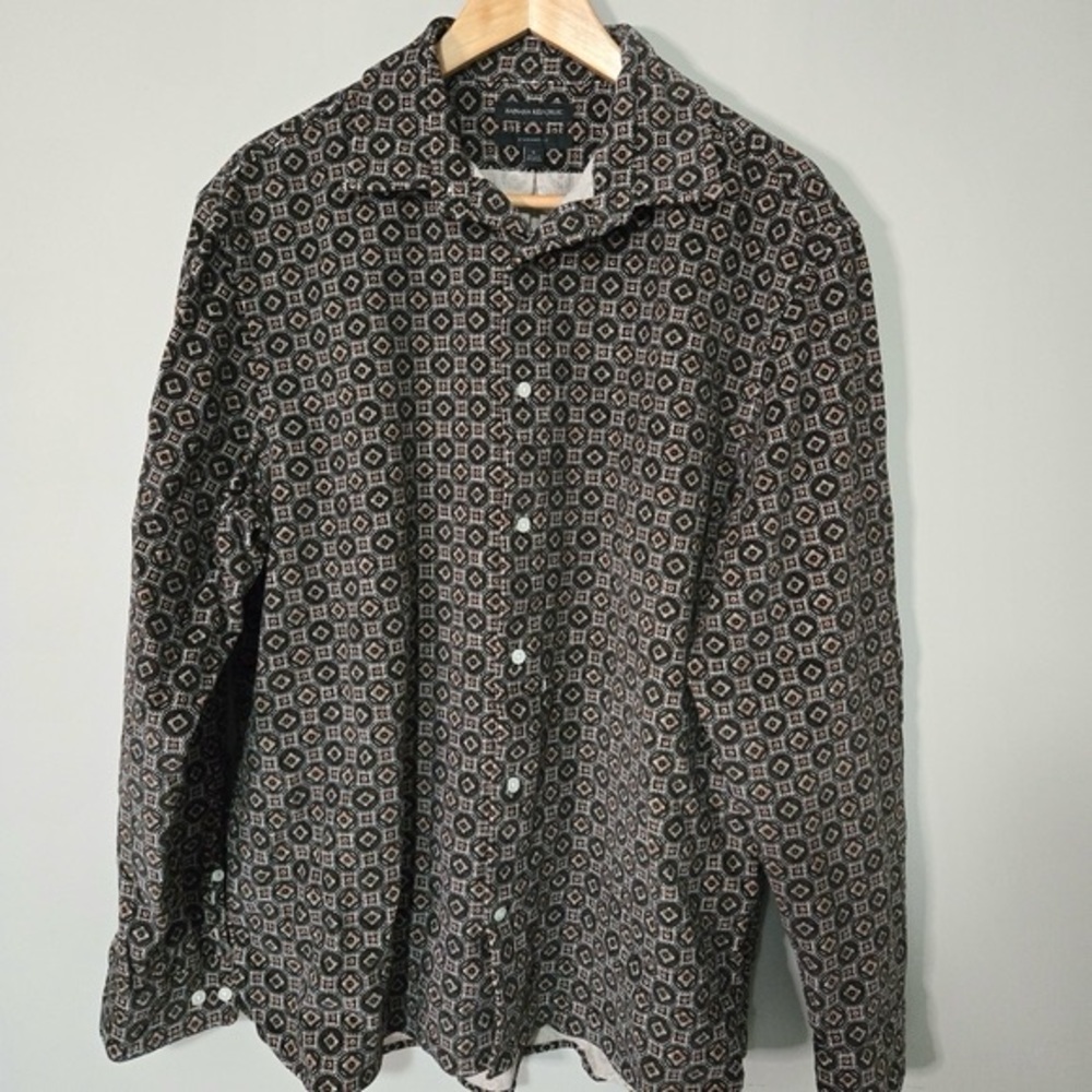 BANANA REPUBLIC Mens Large Geometric Patterned Button-Up Shirt